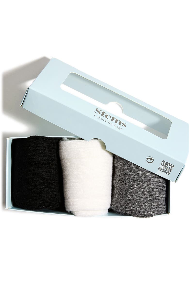 Stems Assorted 3-Pack Luxe Merino Wool & Cashmere Blend Crew Socks, Alternate, color, 