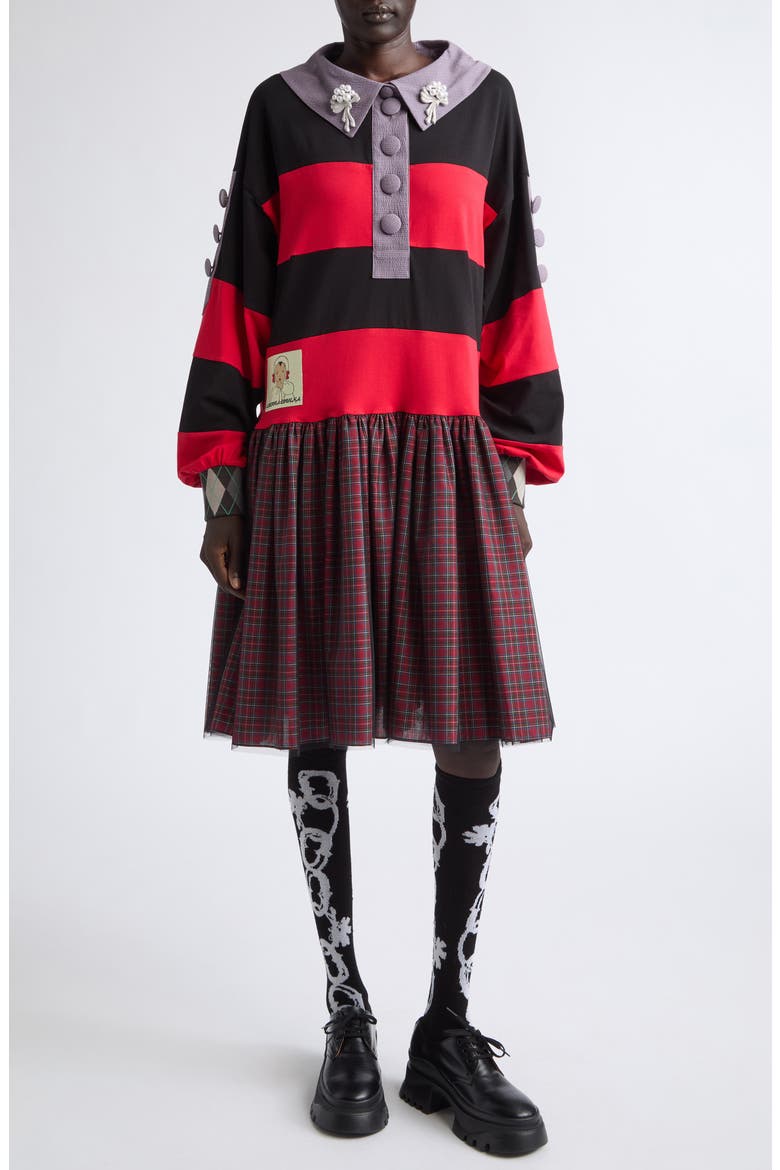 Barkie Rugby Dress, Main, color, BLACK AND RED MULTI