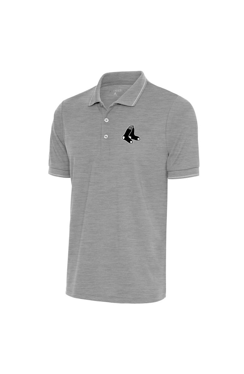 ANTIGUA Men's Antigua Heather Gray Boston Red Sox Metallic Affluent Polo, Main, color, 