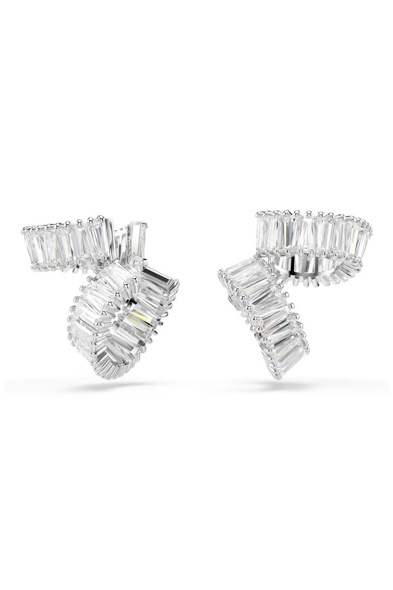 x Ariana Grande Baguette Cubic Zirconia Cuff Earrings, Alternate, color, WHITE/ SILVER