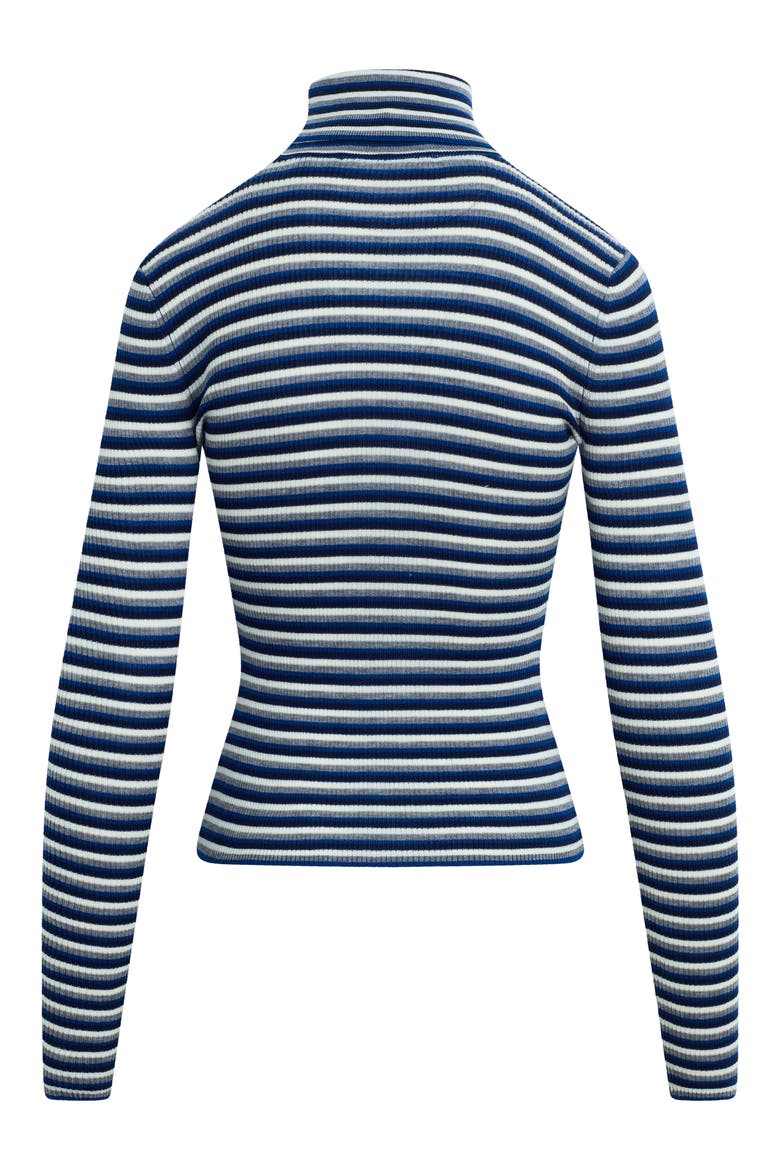 Amelia Rib Merino Wool Turtleneck Top, Alternate, color, COBALT MINI STRIPE