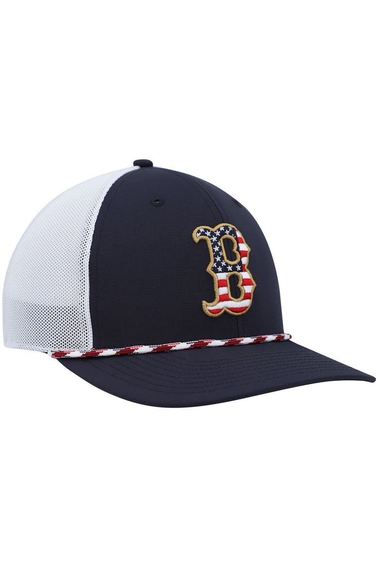 Men's '47 Navy/White Boston Red Sox Flag Fill Trucker Snapback Hat, Alternate, color, Navy