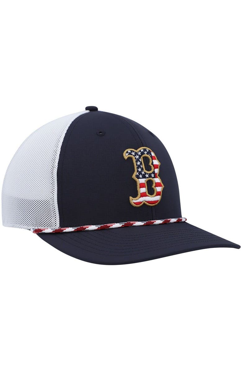 '47 Men's '47 Navy/White Boston Red Sox Flag Fill Trucker Snapback Hat, Alternate, color,