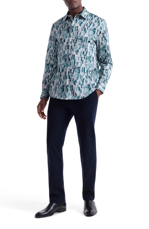 Bugatchi Julian Shaped Fit Stretch Cotton Button-up Shirt In Blue