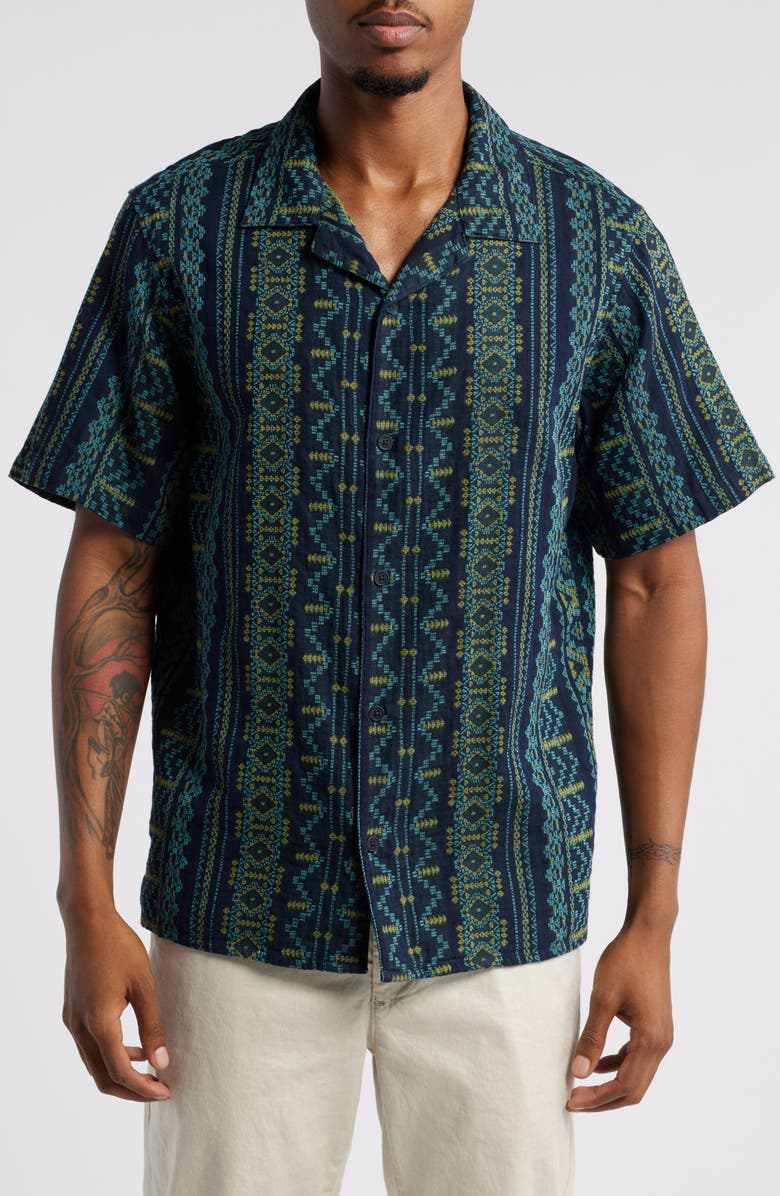 Wax London Didicot Stripe Cotton Camp Shirt, Main, color,