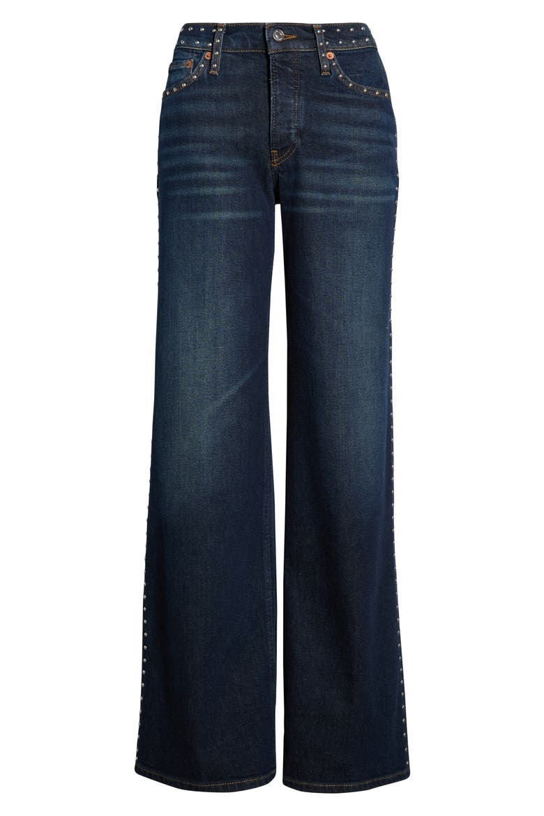 Studded Wide Leg Jeans, Alternate, color, BARELY WESTERN STUD
