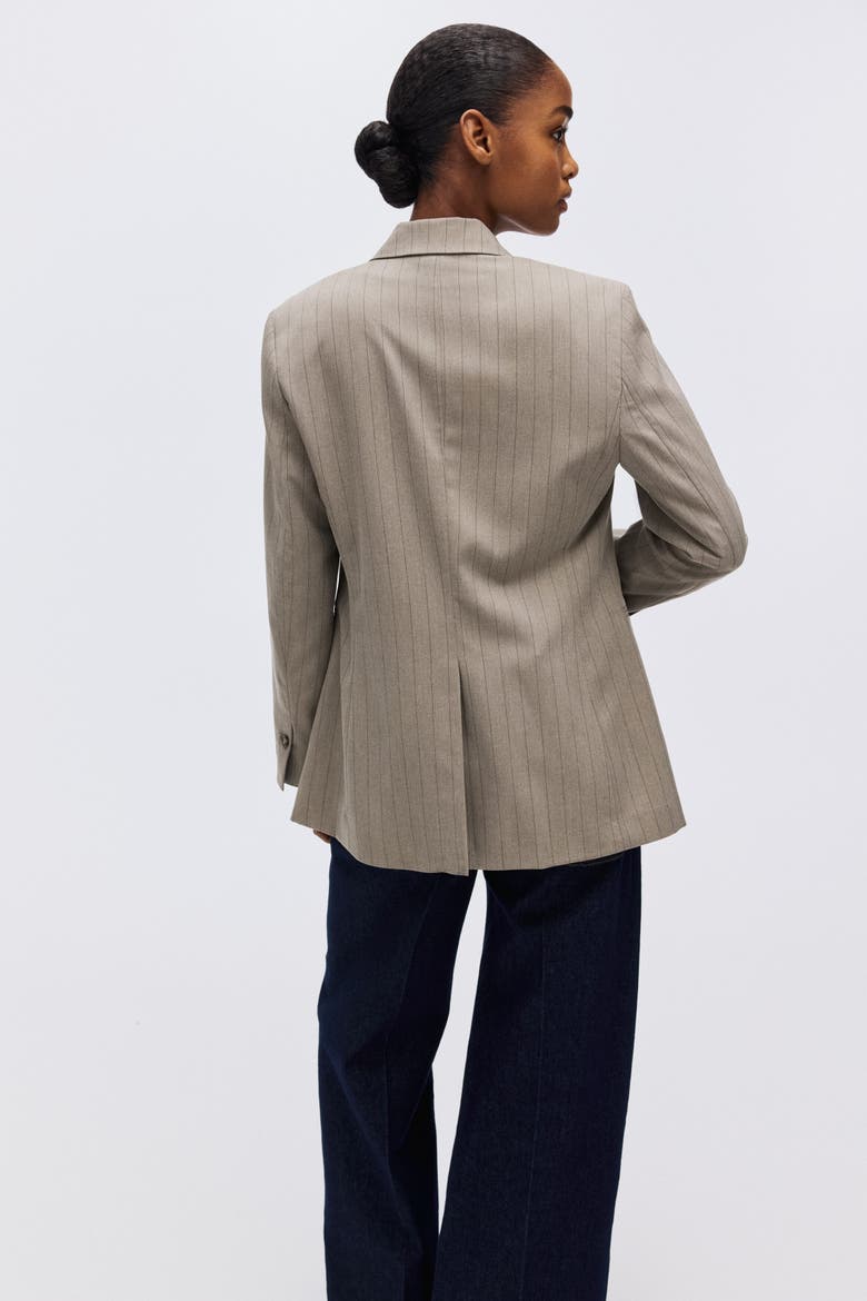 Single-breasted Blazer, Alternate, color, Beige/pinstriped