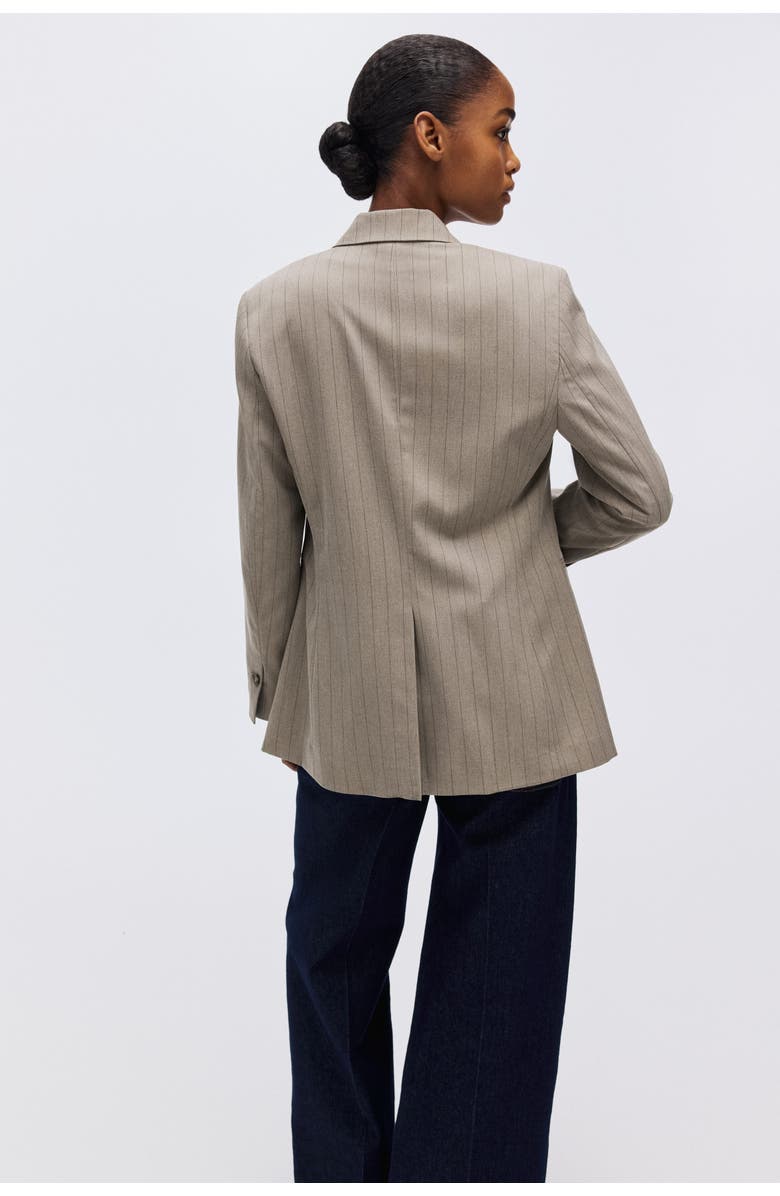 H&M Single-breasted Blazer, Alternate, color, Beige/Pinstriped