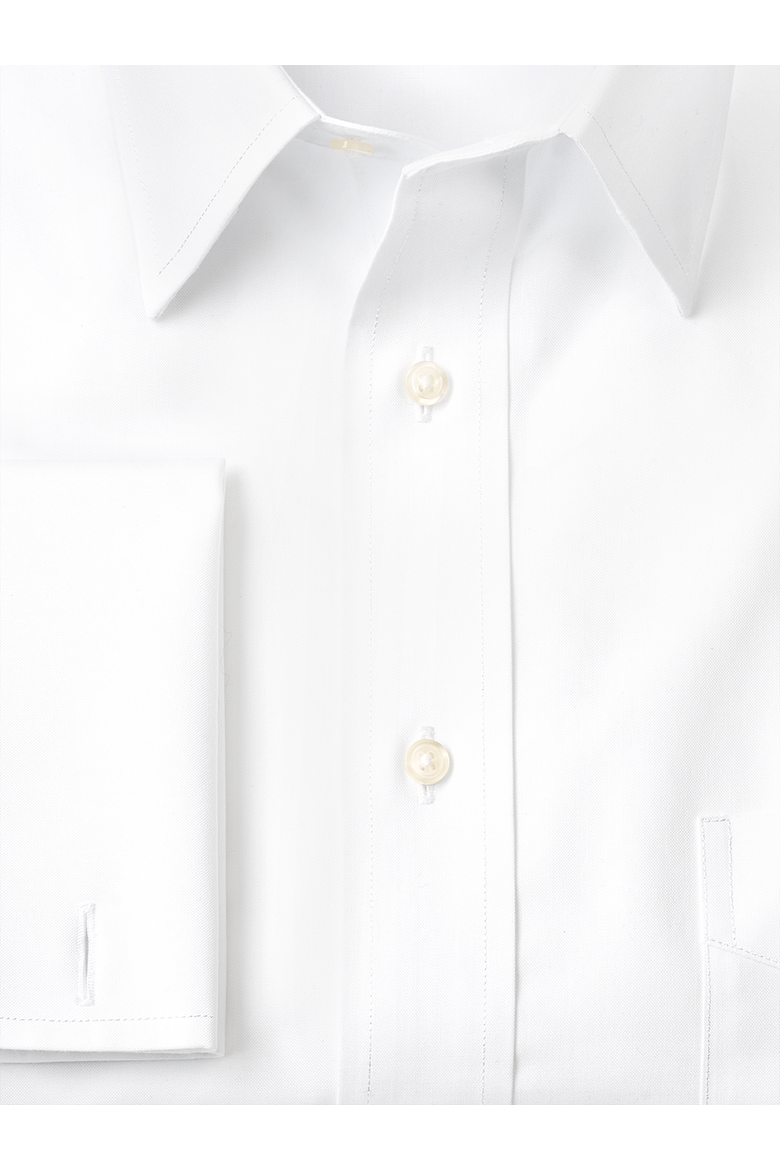 Tailored Fit Non-iron Cotton Pinpoint Point Collar French Cuff Dress Shirt, Alternate, color, White