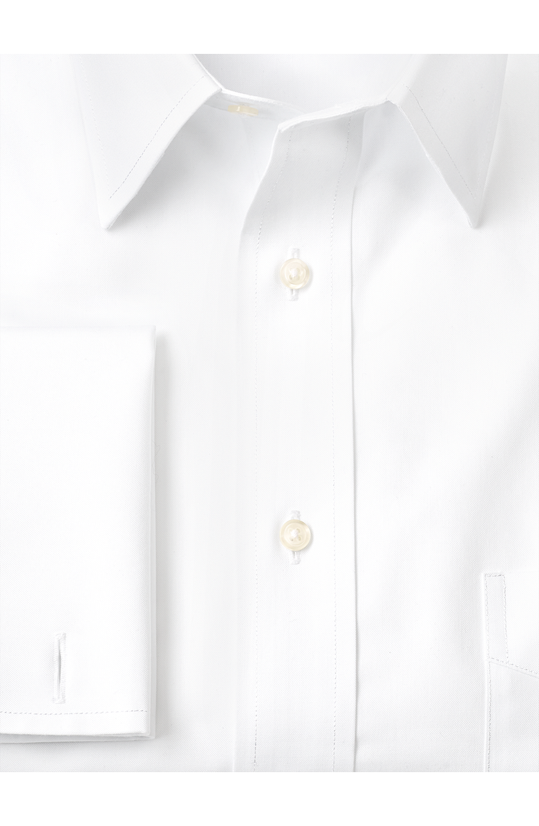 Paul Fredrick Non-iron Cotton Pinpoint Solid Point Collar French Cuff Dress Shirt, Alternate, color, White