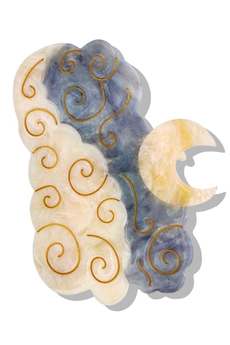 Hand Painted Celestial Moon Claw Clip, Main, color, YELLOW