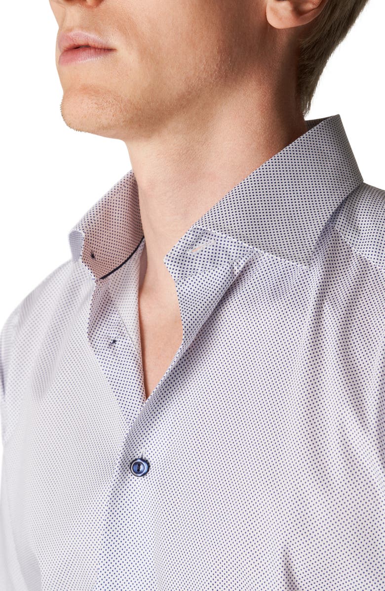 Eton Slim Fit Dot Dress Shirt, Alternate, color, White/ Navy