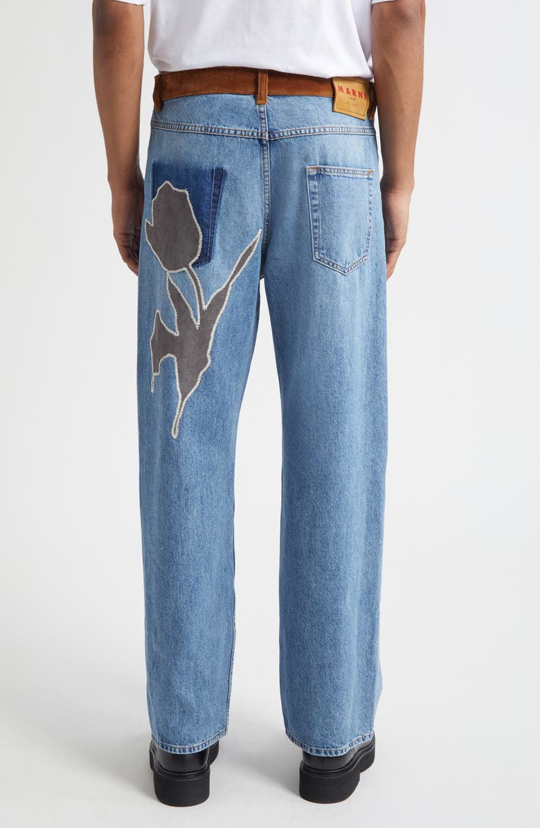 Marni Patchwork Wide Leg Jeans, Alternate, color, 00B96 Deep Blue
