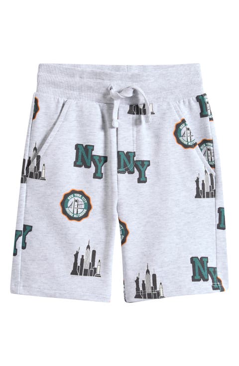 Kids' NYC Skyline Stretch Cotton Fleece Drawstring Shorts (Toddler)