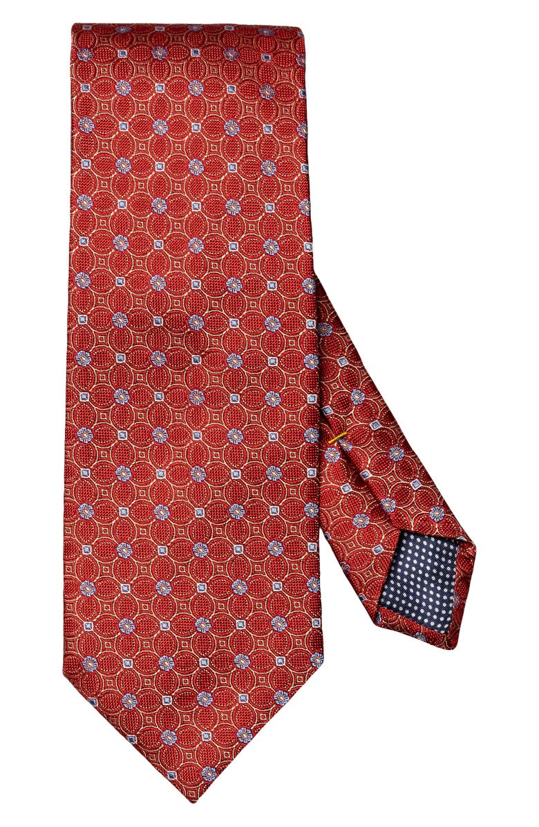 Eton Floral Jacquard Silk Tie, Main, color, Medium Red