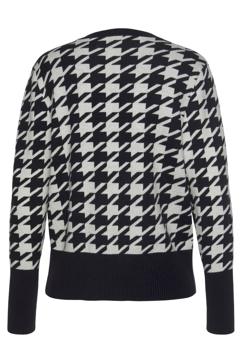 Pearl Button Houndstooth Cardigan, Alternate, color, Black Patterned