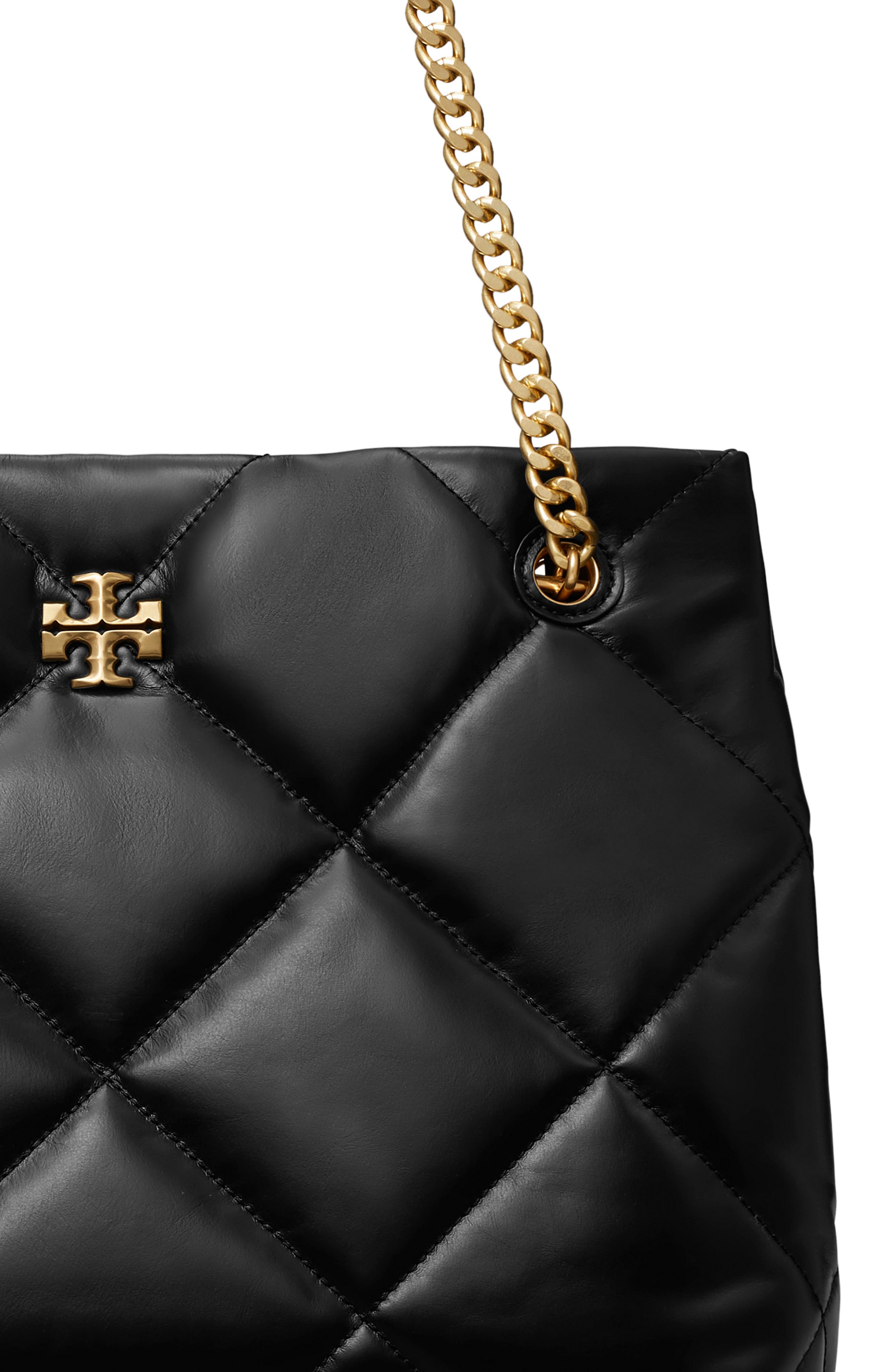 Tory Burch Kira Diamond Quilted Leather Tote, Alternate, color, Black