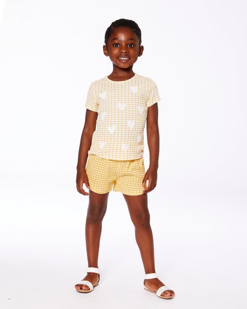 Deux Par Deux Girl's Crinkle Top With Applique Pale Yellow And White In Pale Yellow And White