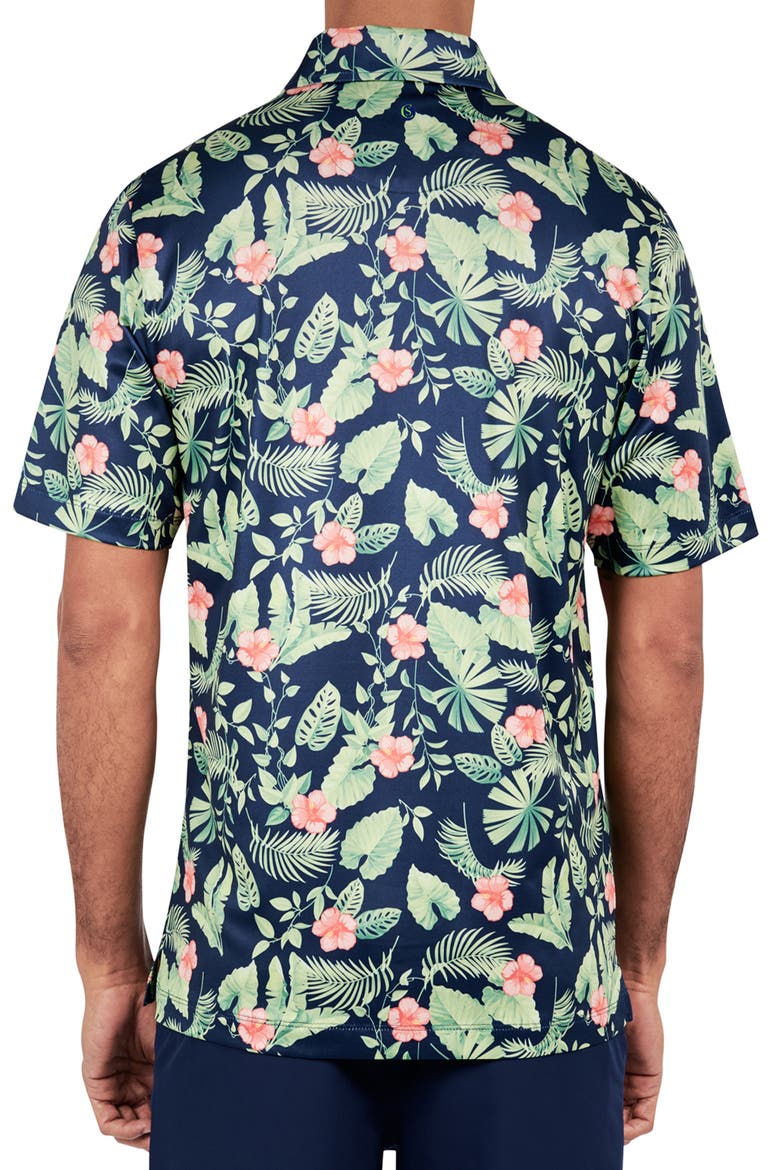 Tropical Leaf Print Performance Golf Polo, Alternate, color, GREEN