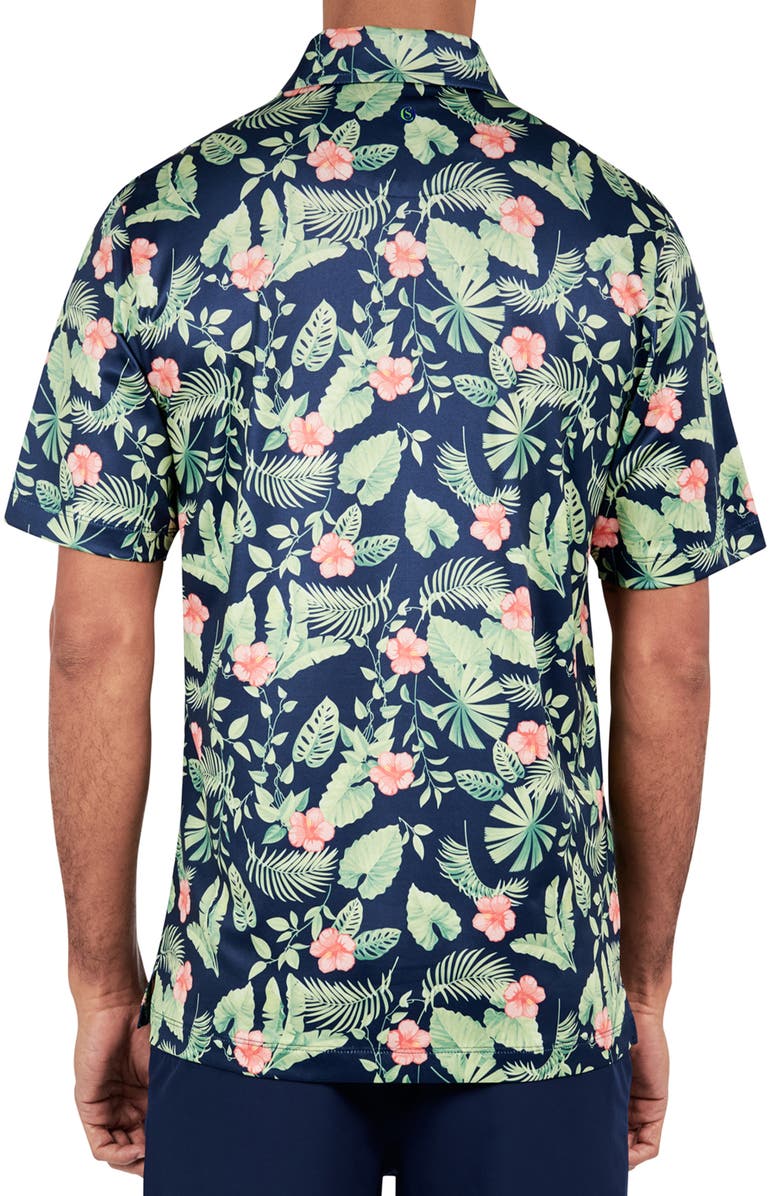 CONSTRUCT Tropical Leaf Print Performance Golf Polo, Alternate, color, Green