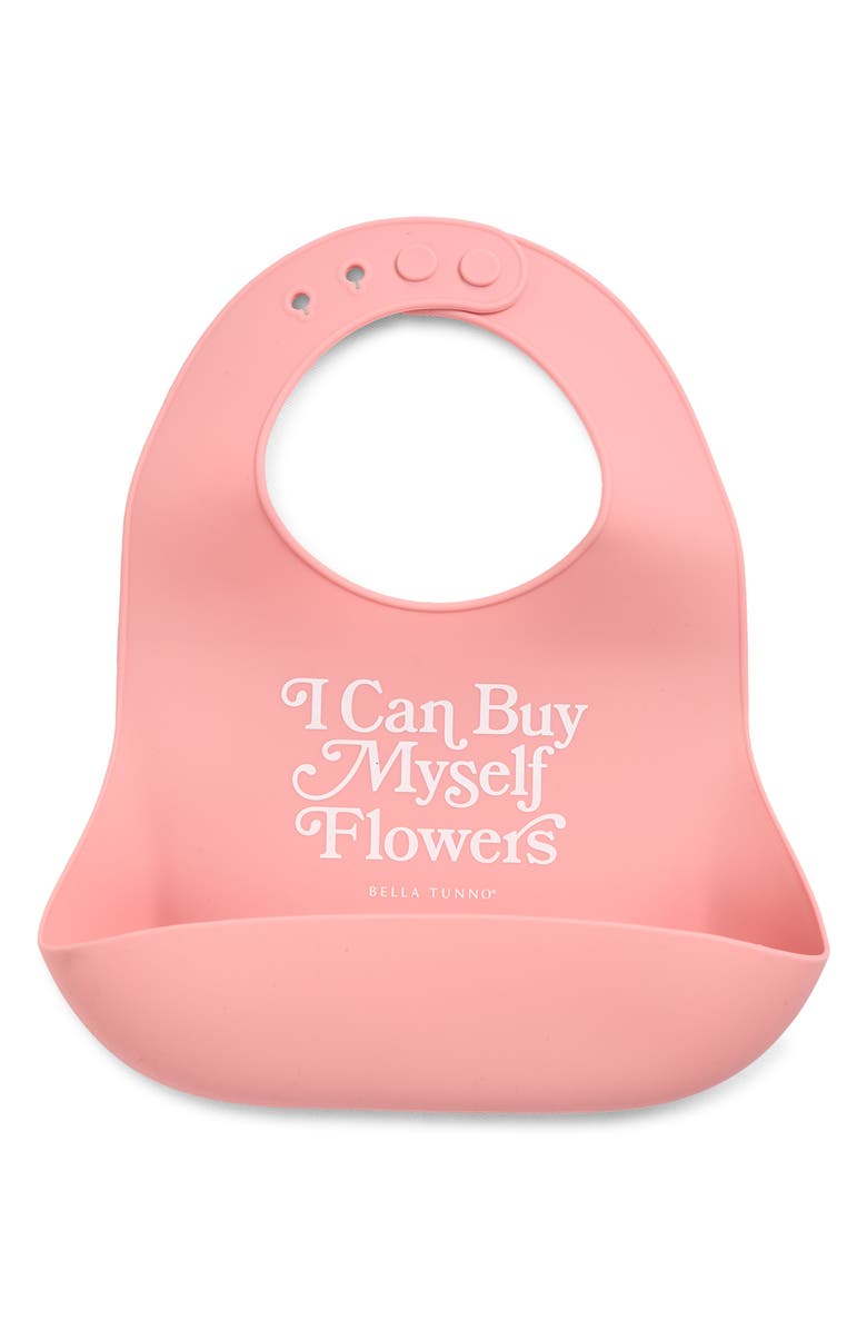 Bella Tunno Buy Myself Flowers Silicone Wonder Bib, Main, color, Pink