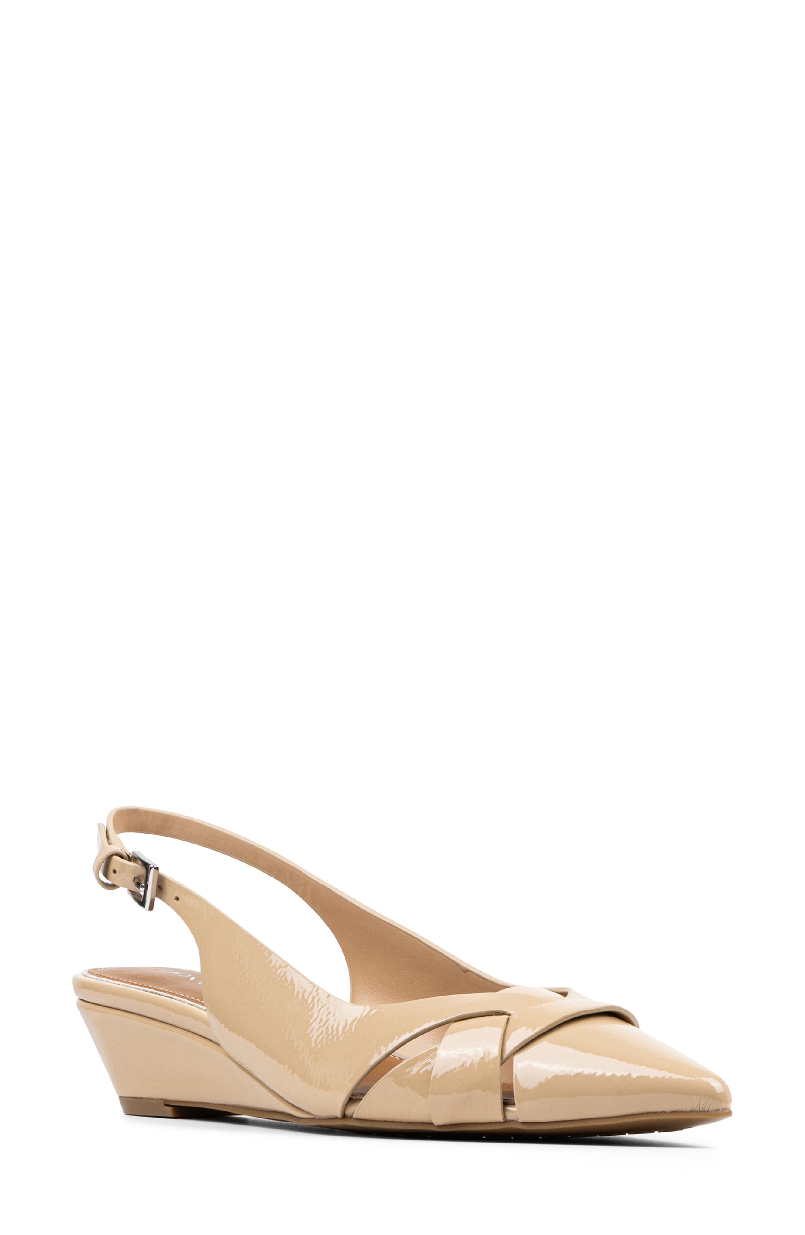 Wedge Pointed Toe Slingback Pump, Main, color, SAND