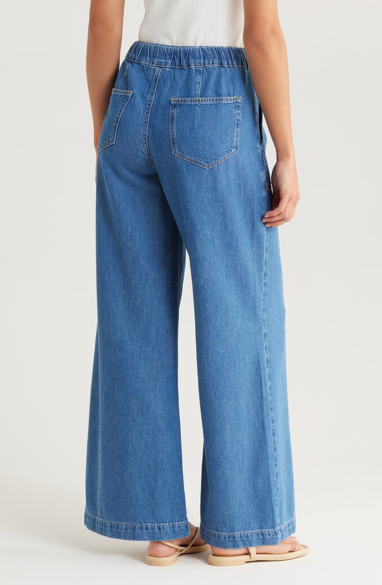 PAIGE Rumi Wide Leg Drawstring Jeans, Alternate, color, Nimes