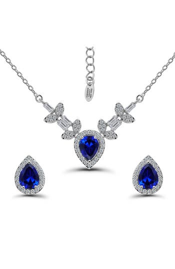 Christian Siriano Pear Cubic Zirconia Necklace & Stud Earrings Set In Multi