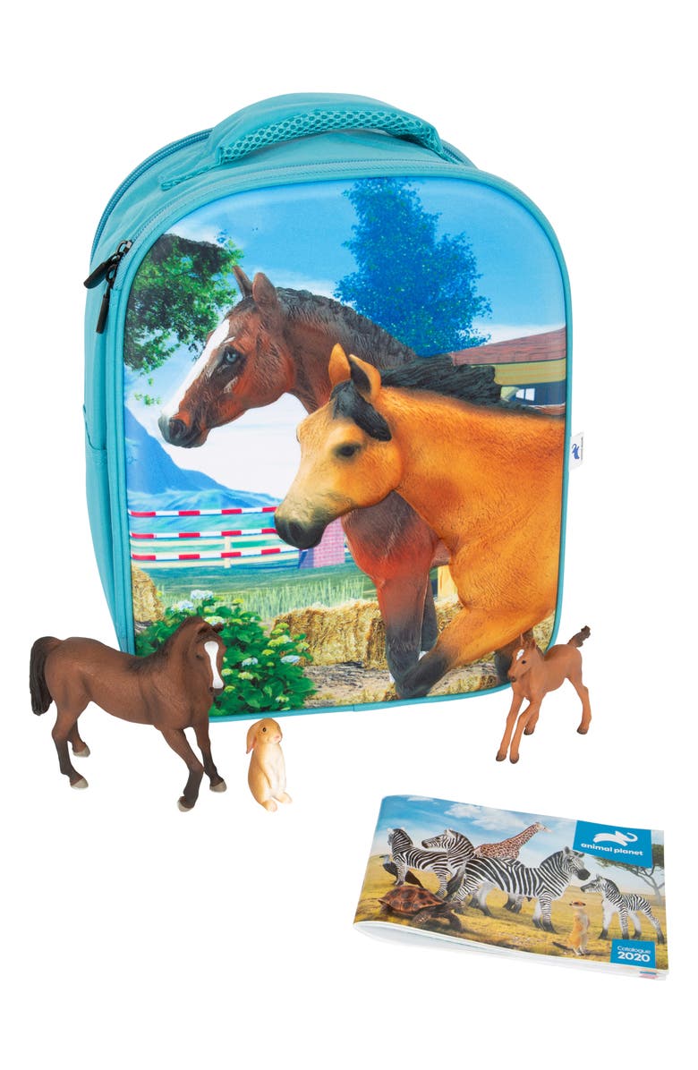 MOJO 3D Horse Stable Backpack & Figurines Playset, Main, color, 