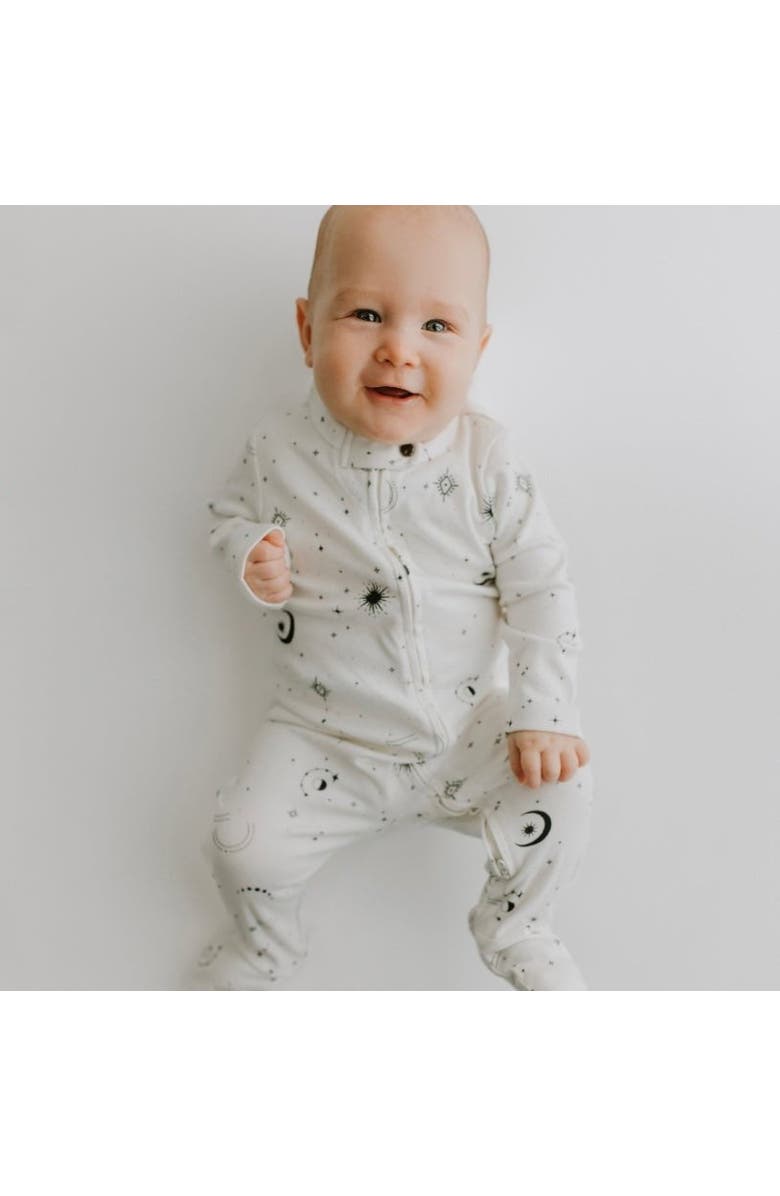 Finn + Emma Organic Zip- up Footie | Celestial, Alternate, color, Celestial