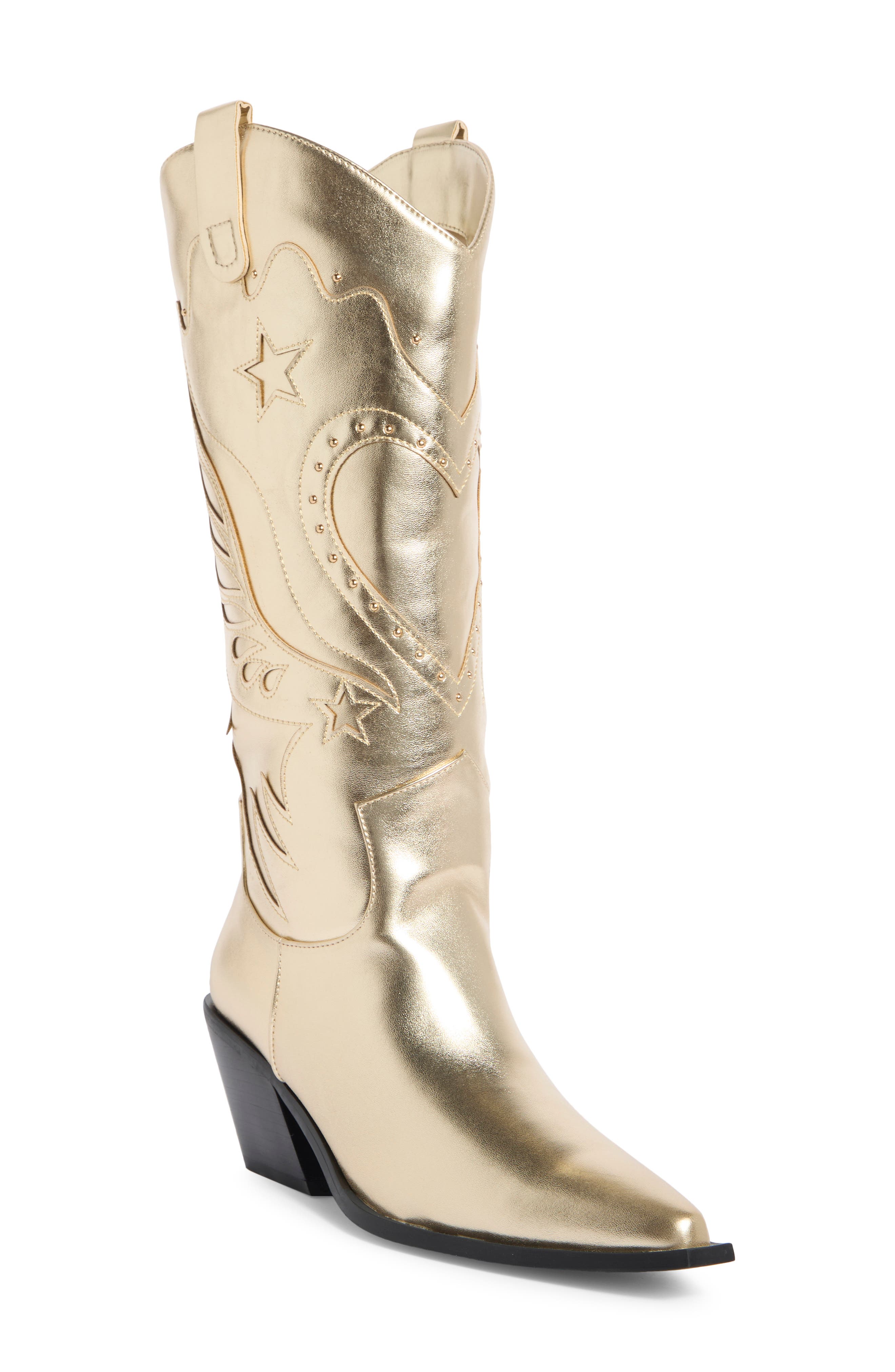 Everlyn Western Boot, Main, color, GOLD METALLIC