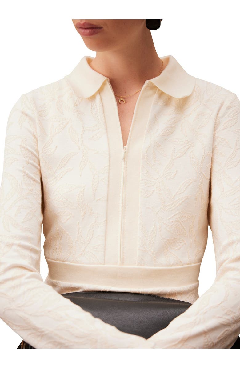 MINT VELVET Jacquard Zip Midi Dress, Alternate, color, Ivory