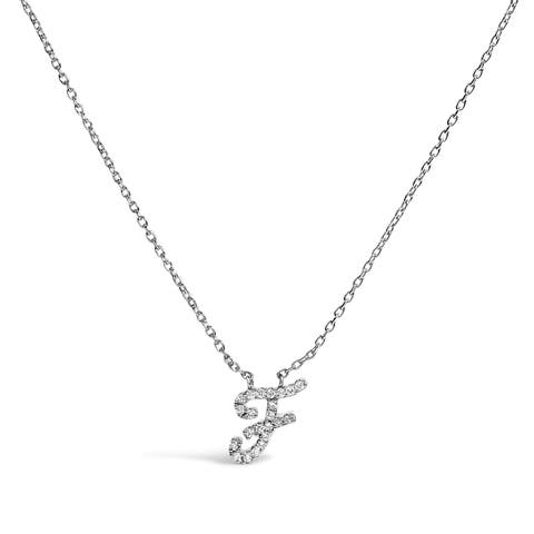 10K Gold Diamond Accent  A-Z Initial Script Style Pendant Necklace
