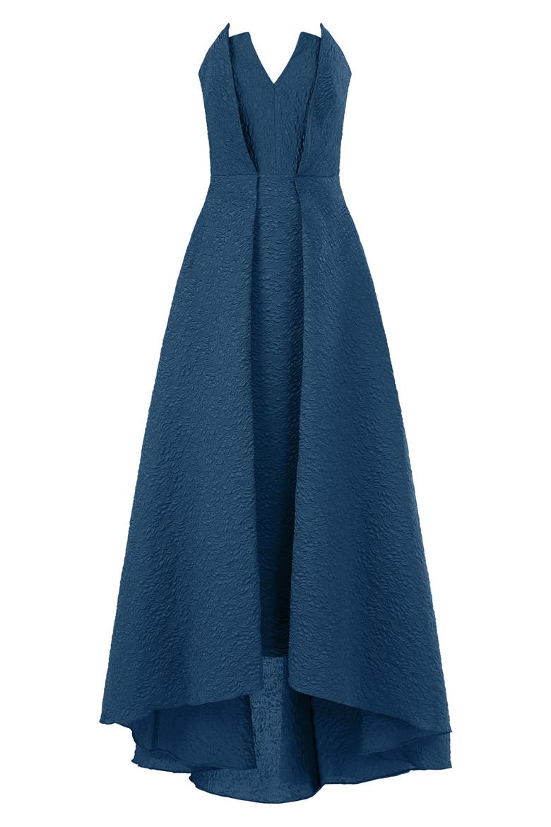 Imogen Texture Strapless High-Low Gown, Alternate, color, MOROCCAN BLUE