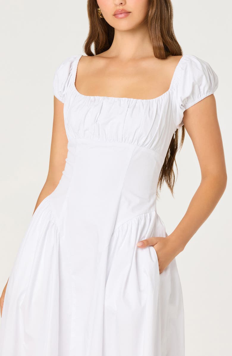 ASTR the Label Adilene Cap Sleeve Midi Dress, Alternate, color, White