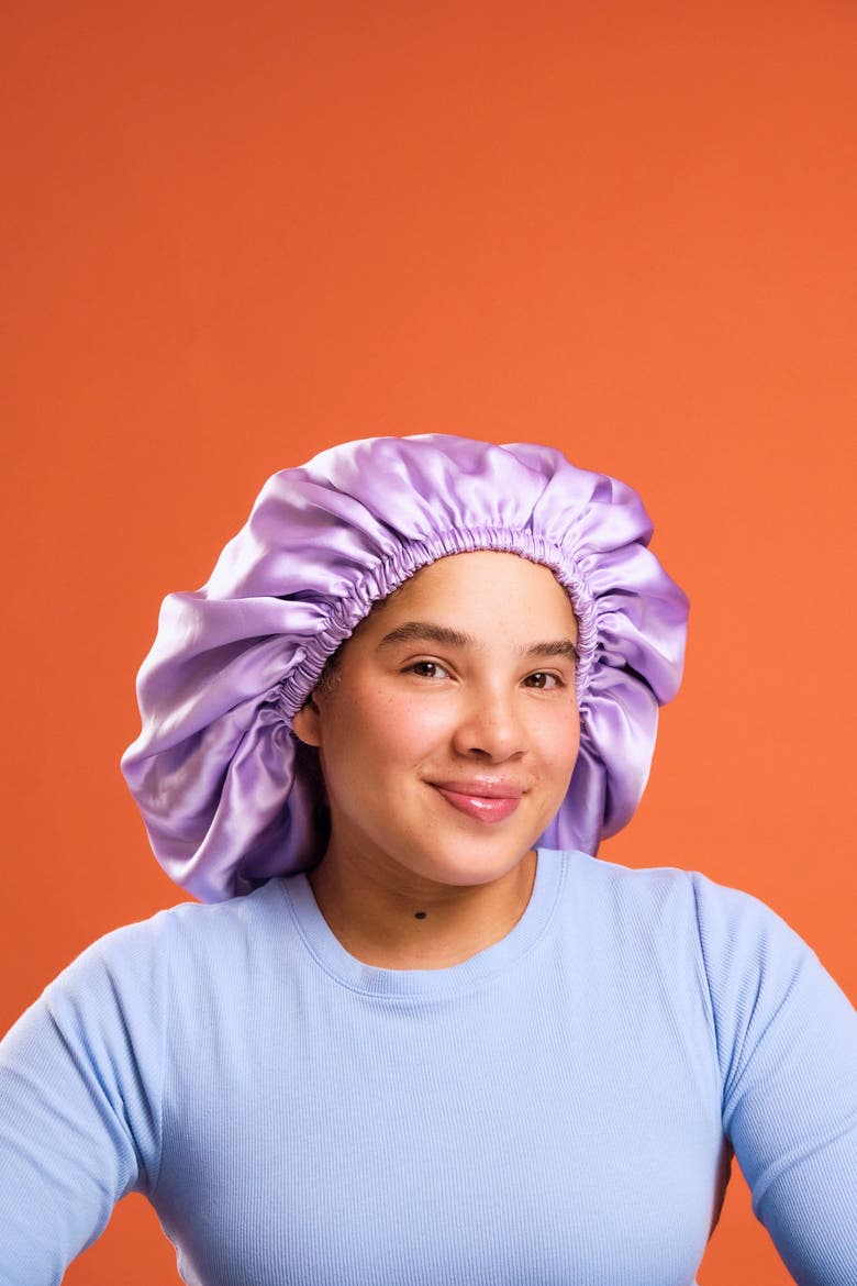 Silk Night Bonnet, Alternate, color, Lilac