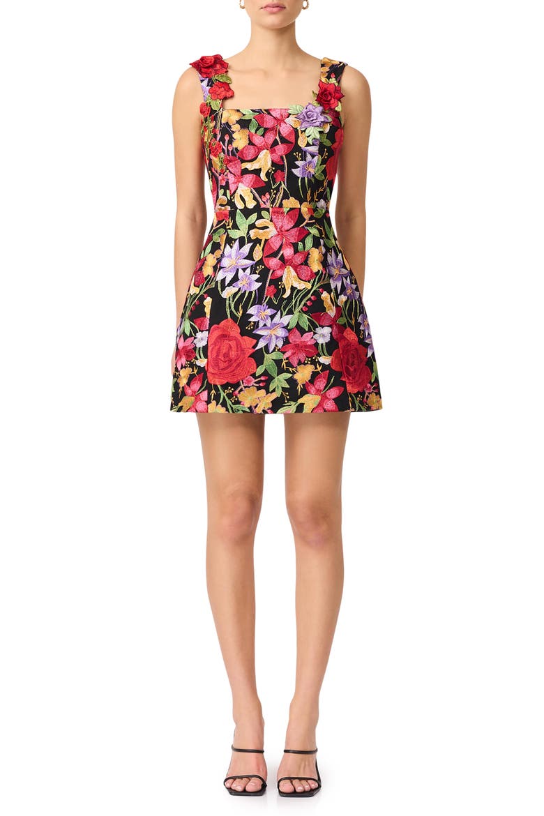 Talia Floral Embroidery Cocktail Minidress, Main, color, FLORAL MULTI
