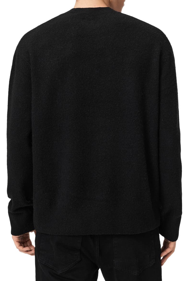 Stamp Logo Intarsia Crewneck Sweater, Alternate, color, BLACK