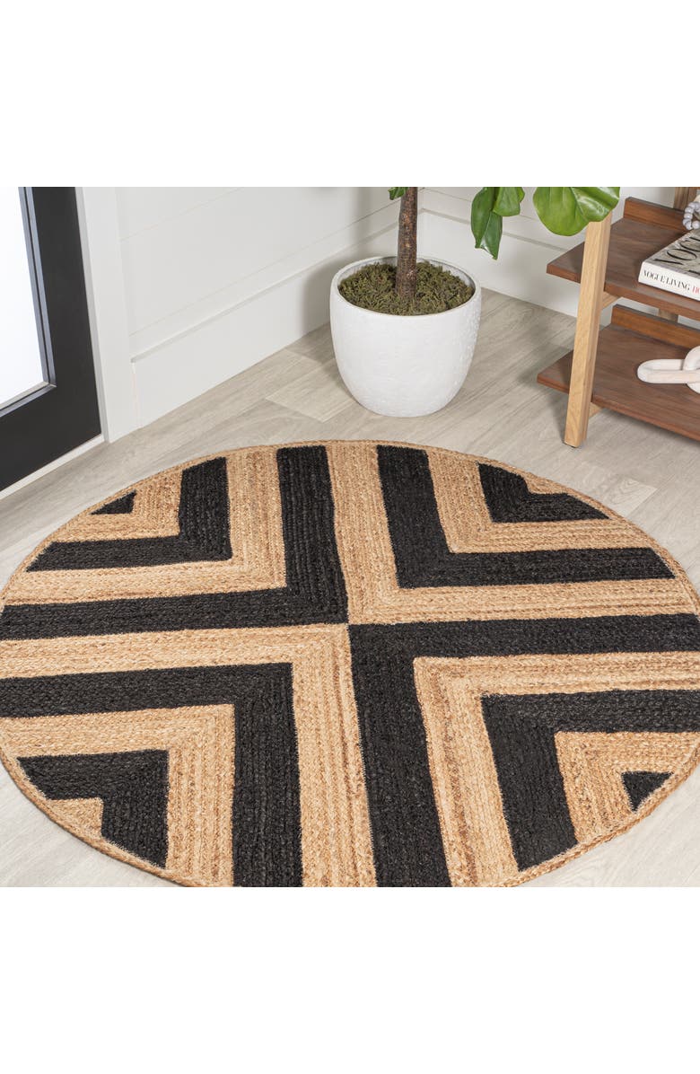 JONATHAN Y Piper Two-Tone Chevron Round Jute Round Area Rug, Alternate, color, Black/Natural