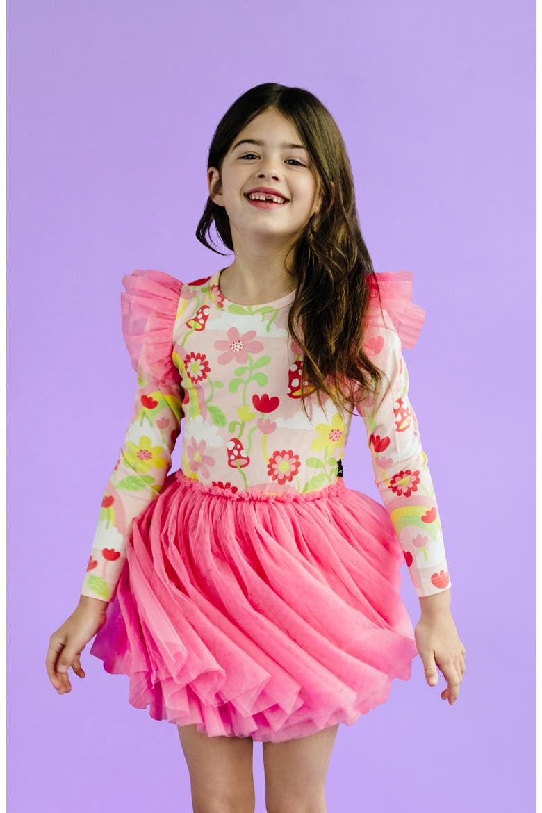 Kids' Circus Long Sleeve Frill Dress, Alternate, color, CORAL