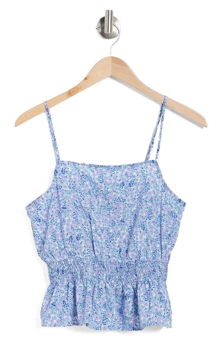 VERO MODA Henna Smocked Peplum Top, Alternate, color, Birch Aop Blue Hollo