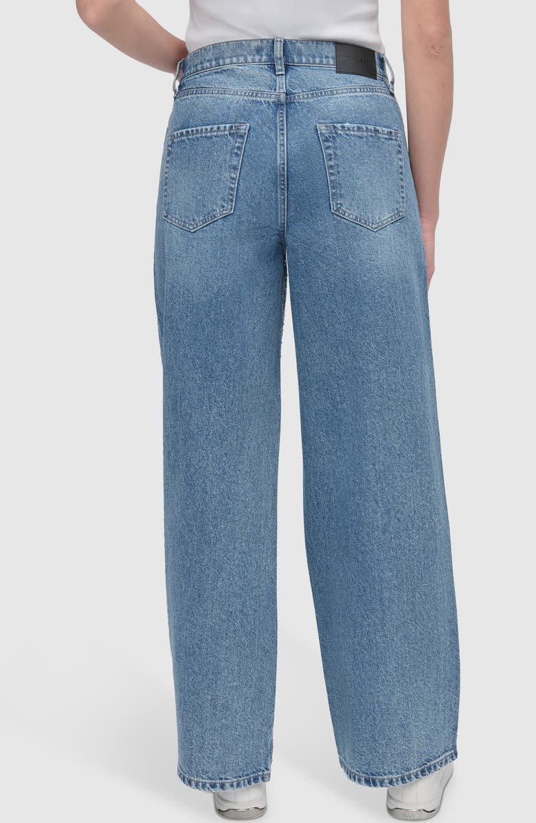 DKNY Jeans Rhinestone Embellished High Waist Wide Leg Jeans, Alternate, color, Cedar Street