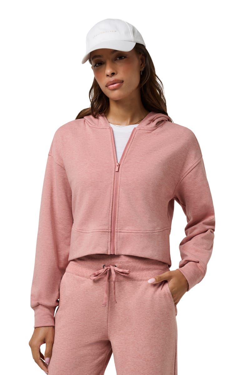 TravisMathew Cloud Fleece Stellar Zip Hoodie, Alternate, color, Heather Brick Dust