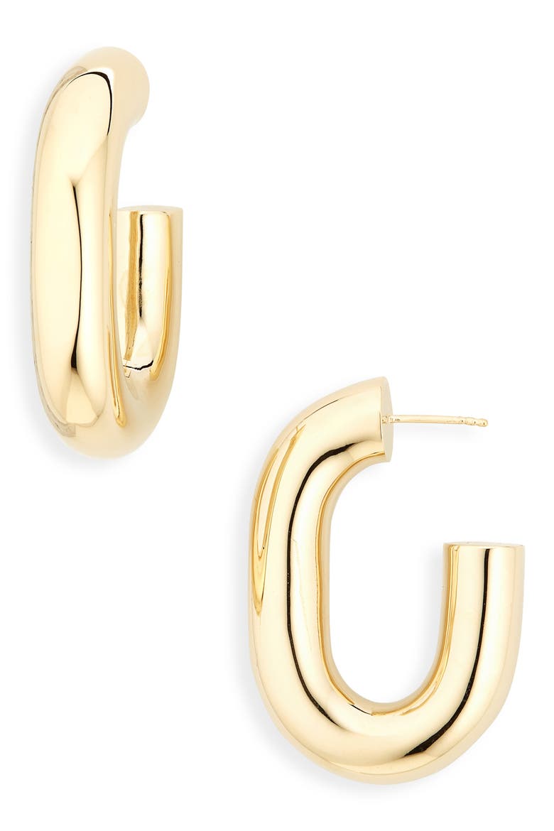 XL Link Hoop Earrings, Main, color, GOLD