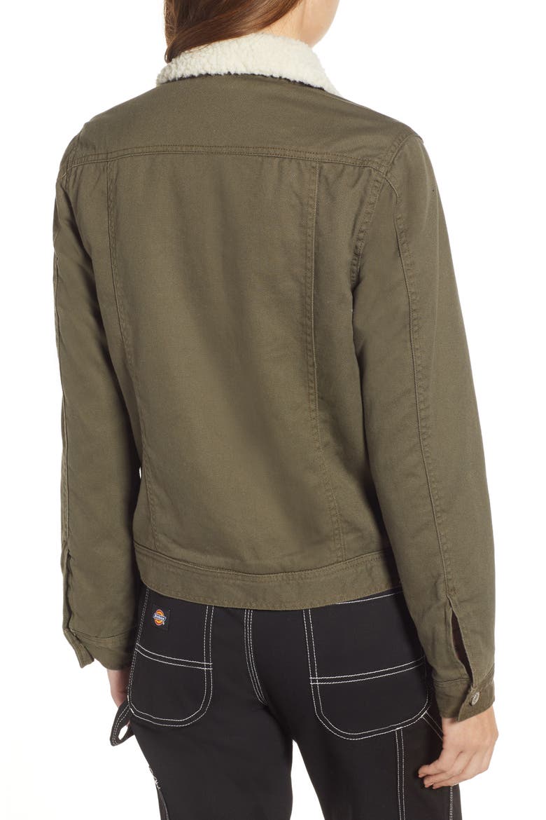 Fleece Lined Twill Jacket, Alternate, color, OLIVE