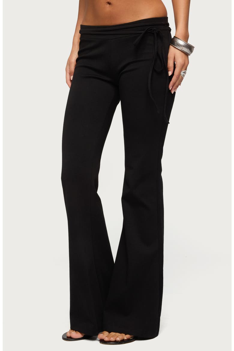 Junipar Tie Waist Flare Pants, Alternate, color, BLACK