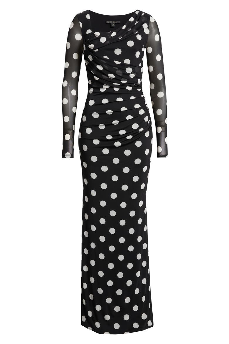 Lazul Ruched Long Sleeve Gown, Alternate, color, FULL MOON