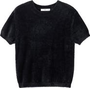 MANGO Short Sleeve Faux Fur Sweater