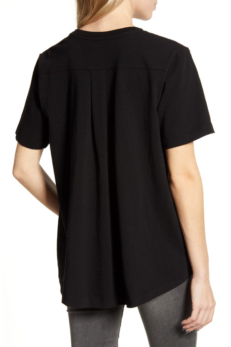 Lenu Pleat Back Cotton Top, Alternate, color, BLACK