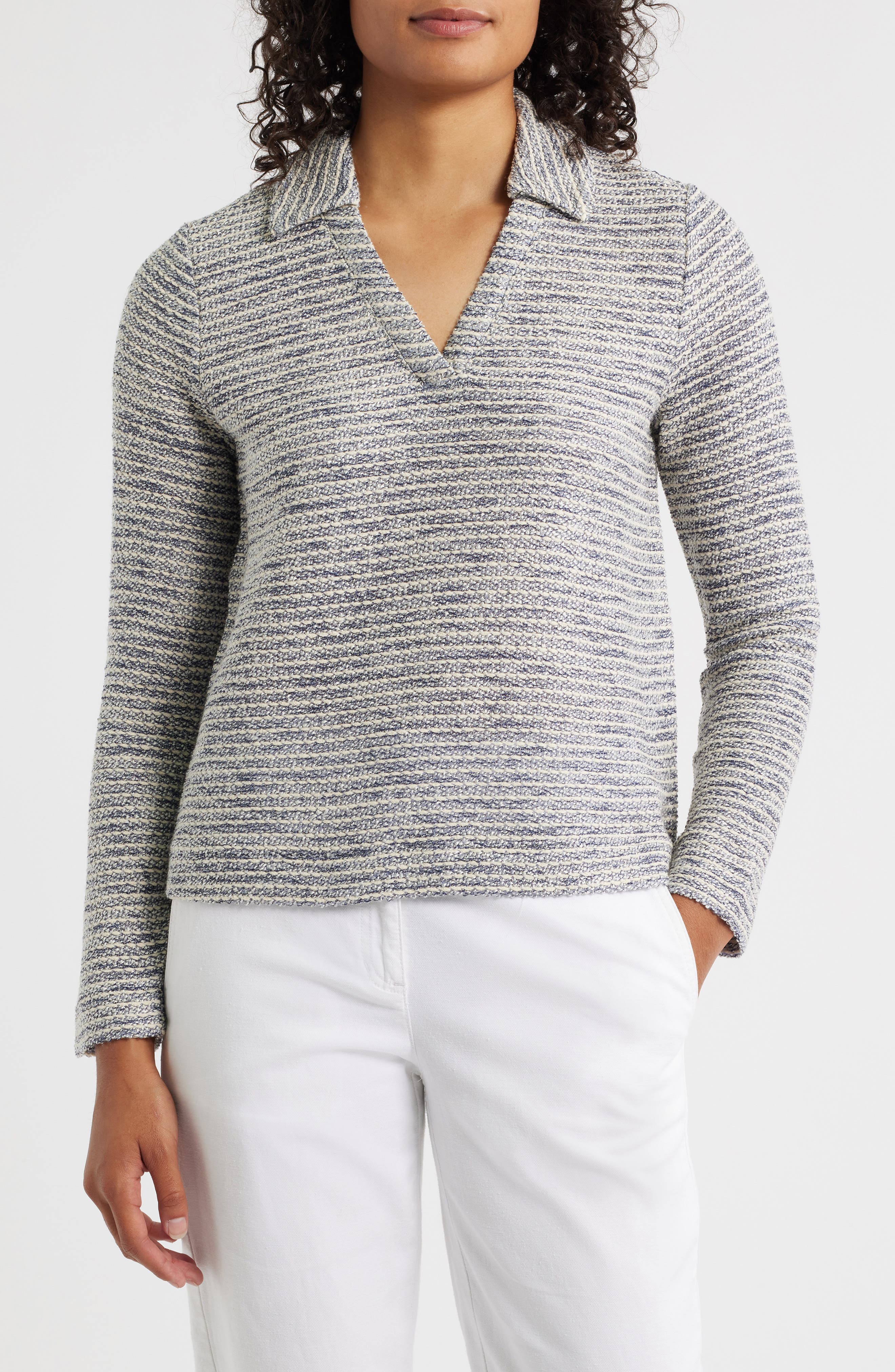 NIC+ZOE Rope Shimmer Polo Top